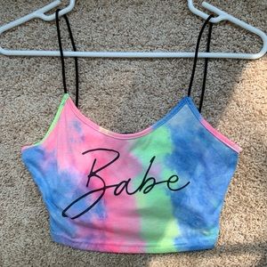 Letter “Babe” Graphic Tie Due Crop Top